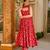 Red color stylish muslin fabric designer printed ceremonial dress for girls