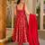 Red color stylish muslin fabric designer printed ceremonial dress for girls