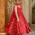 Red color stylish muslin fabric designer printed ceremonial dress for girls