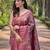 Elegant pink silk saree with contrast weaving border