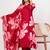 Red floral printed cotton stitched flared kurta set with pyjama & dupatta