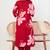 Red floral printed cotton stitched flared kurta set with pyjama & dupatta