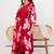 Red floral printed cotton stitched flared kurta set with pyjama & dupatta