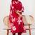 Red floral printed cotton stitched flared kurta set with pyjama & dupatta