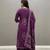 Purple printed mirror work cotton stitched straight kurta set with pyjama & dupatta