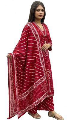Pink printed mirror work cotton straight kurta set 4