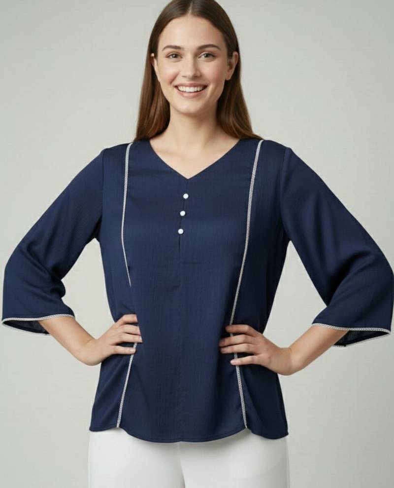 Blue color delta silk fabric ethnic office wear short kurti