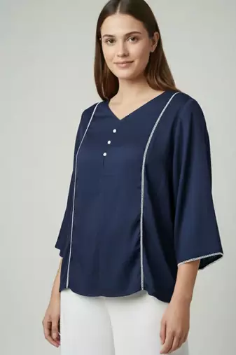 Blue color delta silk fabric ethnic office wear short kurti