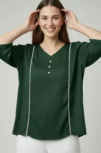 Green color delta silk fabric ethnic office wear short kurti