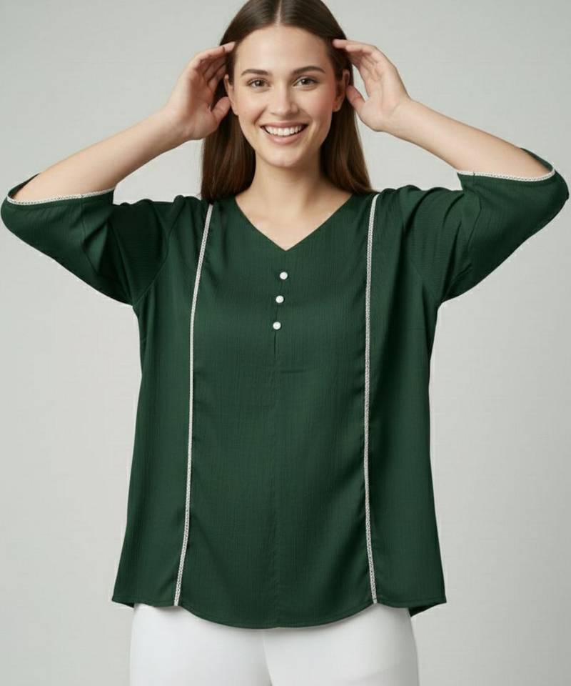 Green color delta silk fabric ethnic office wear short kurti