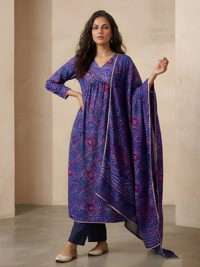 Blue color delta silk fabric stylish ceremonial wear kurta set