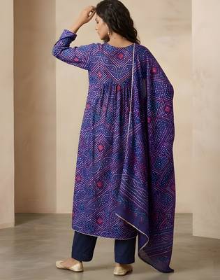 Blue color delta silk fabric stylish ceremonial wear kurta set 2