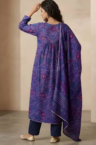 Blue color delta silk fabric stylish ceremonial wear kurta set
