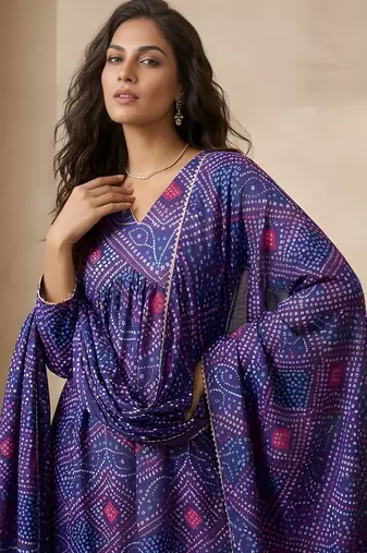 Blue color delta silk fabric stylish ceremonial wear kurta set