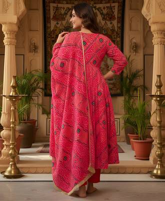 Red color delta silk fabric stylish ceremonial wear kurta set 2