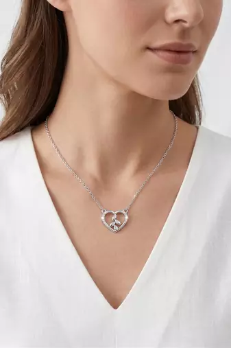925 Sterling Silver Heart & Leaf Pendant Necklace Set  for Women,Nature Inspired Gift for Her