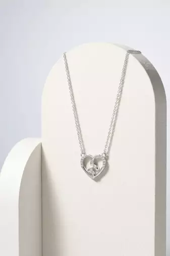 925 Sterling Silver Heart & Leaf Pendant Necklace Set  for Women,Nature Inspired Gift for Her