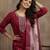 Maroon color roman silk fabric stylish ceremonial wear kurta set