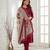 Red color roman silk fabric stylish ceremonial wear kurta set