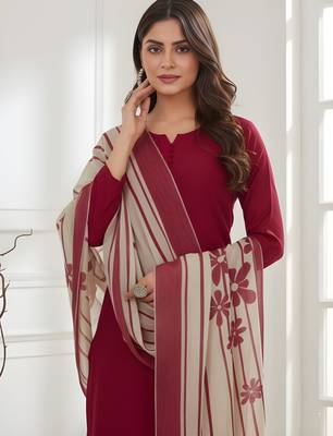 Red color roman silk fabric stylish ceremonial wear kurta set 3