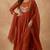 Rust color cambric cotton fabric stylish ceremonial wear kurta set