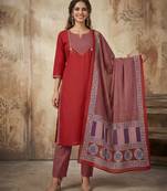 Maroon color cotton fabric stylish ceremonial wear kurta set