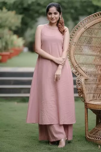 Maroon color cotton fabric stylish ceremonial wear kurta set