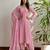 Pink color georgette fabric stylish ceremonial wear kurta set