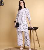 White color smart maharaja linen fabric designer printed smart girlie co-ord set