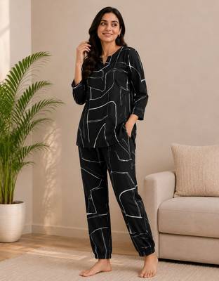 Black color smart maharaja linen fabric designer printed smart girlie co-ord set 1