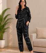 Black color smart maharaja linen fabric designer printed smart girlie co-ord set