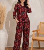 Maroon color smart rayon cotton fabric designer printed smart girlie co-ord set