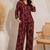 Maroon color smart rayon cotton fabric designer printed smart girlie co-ord set