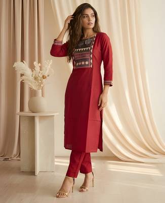Maroon color smart rayon cotton fabric designer printed smart girlie co-ord set 3