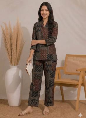 Black color smart rayon cotton fabric designer printed smart girlie co-ord set 3