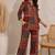 Maroon color smart rayon cotton fabric designer printed smart girlie co-ord set