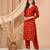 Red color delta silk fabric designer printed graceful girlie casual kurta set