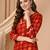 Red color delta silk fabric designer printed graceful girlie casual kurta set