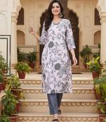 White color cotton fabric designer printed graceful girlie casual kurta set