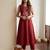 Maroon color soft cotton fabric embroidery work graceful girlie casual kurta set