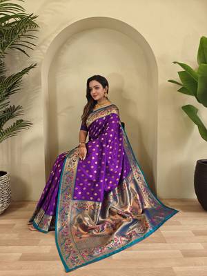 violet silk blend saree 3