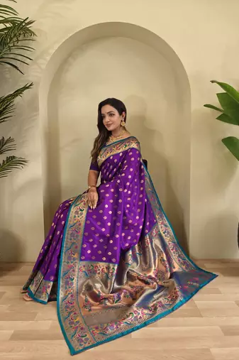 violet silk blend saree