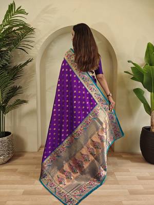 violet silk blend saree 4