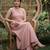 Peach color soft cotton fabric hand work graceful girlie casual kurta set