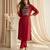 Maroon color roman silk fabric designer printed graceful girlie casual kurta set