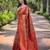 Elegant orange silk blend saree with contrast weaving border