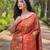 Elegant orange silk blend saree with contrast weaving border