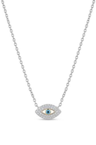 925 Sterling Silver Evil Eye Pendant  Necklace Set ,CZ Protection Pendant Set 