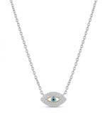 925 Sterling Silver Evil Eye Pendant  Necklace Set ,CZ Protection Pendant Set 