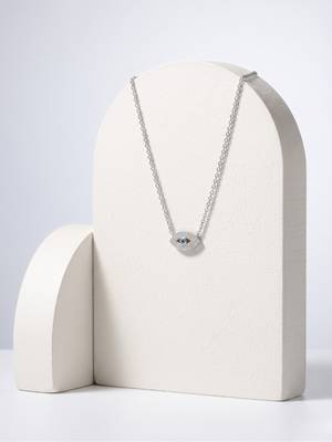 925 Sterling Silver Evil Eye Pendant  Necklace Set ,CZ Protection Pendant Set  2